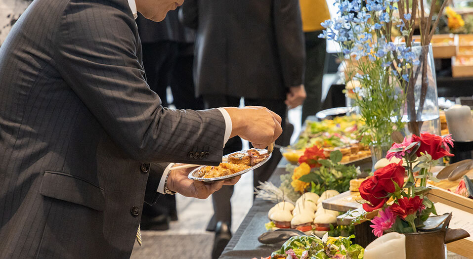 Buffet-style party held in Link Rooms 2 and 3