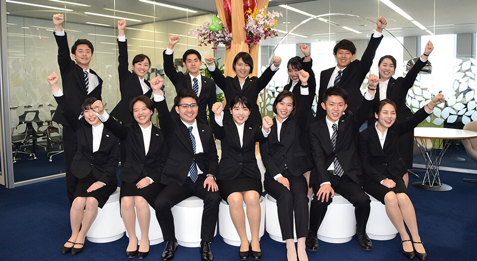 The new JCS employees looked happy with the official announcement of the name of Japan’s new imperial era, Reiwa.